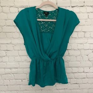 NWOT Floral Top - Turquoise